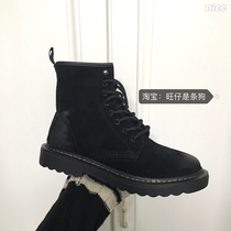 2020 New Frosted British lace-up flat-bottom locomotive Boots Boots Knight boots Martin boots Women leather boots tide