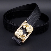 Feng Shui elephant Auspicious Ruyi mens belt Crocodile grain leather jeans with personality elephant head cowhide vintage belt