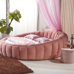 圆床双人床公主床时尚简约现代可拆洗布床南瓜结婚圆形床布艺床
