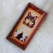 Inner Mongolia Element featured leather Leather Wallet Into Giath Sweat Horse Wolf Pattern National Wind Long Leather Wallet
