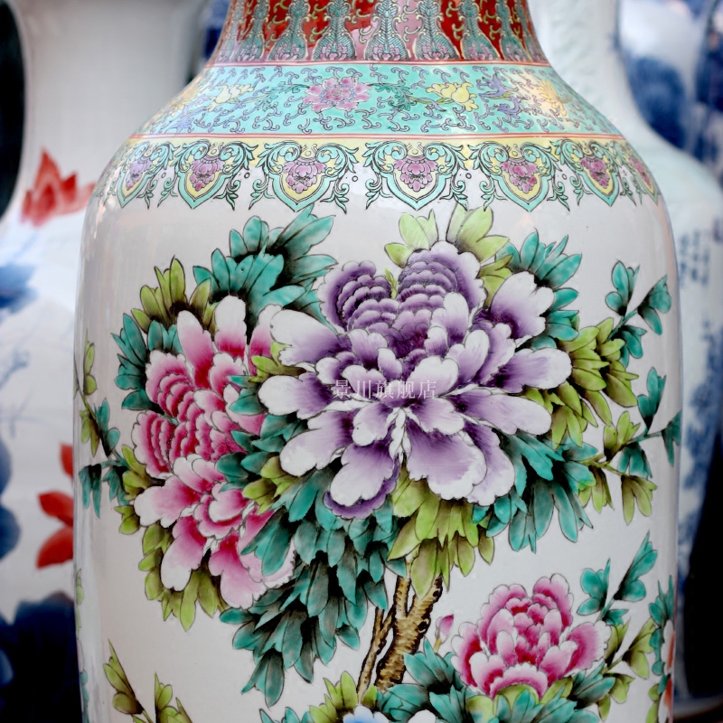 Jingdezhen ceramics hand - made archaize pastel peony Chinese style of large vase vases sitting room adornment is placed