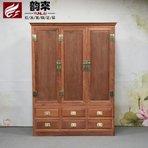Chinese antique Myanmar pear three-door plain wardrobe solid wood clothing storage cabinet big fruit red sandalwood bedroom furniture