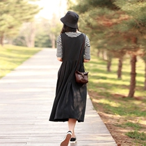 Linen dress Womens autumn sundress Sundress Womens spring and autumn a-type skirt Womens summer cotton and linen strap skirt long skirt