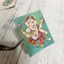 Elephant God of Wealth Zaka Thangka mini-coloring hand-painted Buddha statue color diy hand-painted (Coloring World)