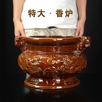 Worship god incense burner ceramic three-legged stove Zhao Cai Jin Bao family room Buddha ornaments antique extra large worship Buddha