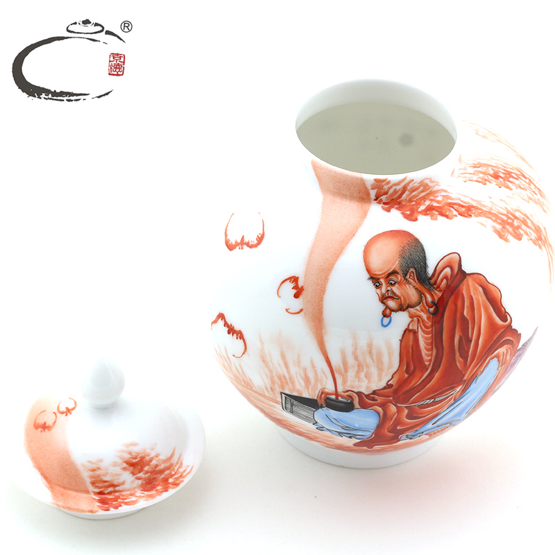 The masters of jing DE and auspicious pastel general happiness as immense as The Eastern Sea small pot of tea POTS sealed storage tank gift box