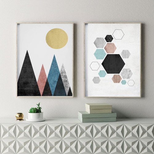 北欧装饰画 抽象几何挂画 现代简约极简客厅卧室餐厅书房有框壁画_7折