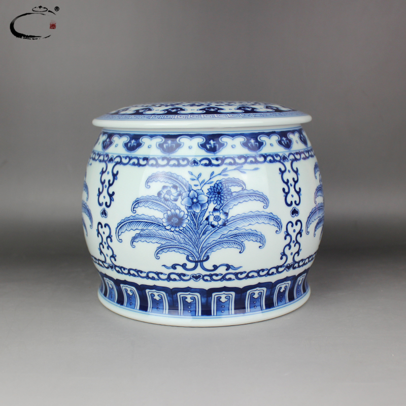 And auspicious jing DE collection jingdezhen blue And white folding flowers caddy fixings hand - made ceramic POTS of tea packaging gift box