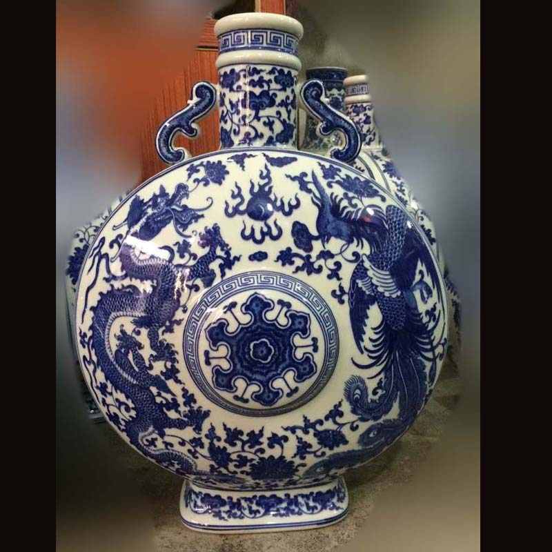 Jingdezhen guanyao dragon hand - made porcelain imitation flat bottles of archaize furniture furnishings porcelain rich ancient frame display