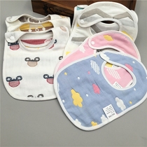 Baby six-layer gauze bib side buckle mouth water towel cotton absorbent bib baby food bag patch no fluorescence