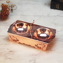 Stainless steel dried fruit cup rose gold two-grid snack plate ktv private room matching supplies snack cup Lion figure carved
