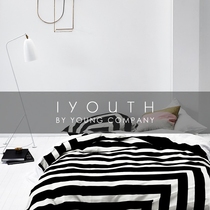 Nordic minimalist fashion black and white striped plush pure cotton single double 1 5 meters 1 8m bed sheet duvet cover four-piece set