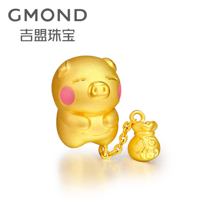 吉盟珠宝 黄金3D硬金黄金手链 黄金吊坠黄金生