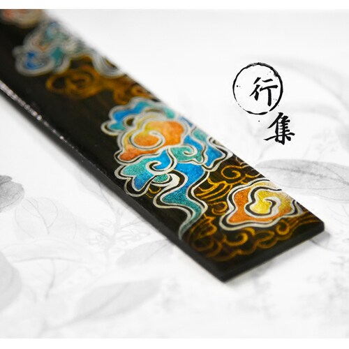 『行集』祥云原创手绘手工文艺书签红木黑檀中式古风 定制包邮_7折