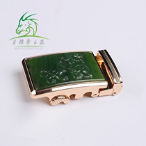 Xiao Yazhai Hetian Jade Jasper Pixiu belt buckle mens spinach green Russian Jasper lucky Piqiu belt buckle