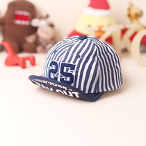 Spring summer and autumn childrens cap No 25 stripe Korean version of the tongue cap flip tongue shade Mens and womens baby baseball hat