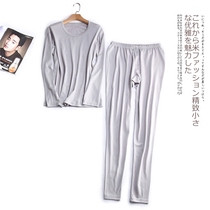 New silk and cotton mens round neck underwear suit Mulberry silk cotton pants pajamas warm suit autumn coat