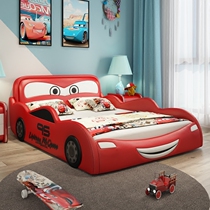Childrens bed Boy single bed Small apartment car bed Cartoon 1 5 m 1 2 m sports car racing bed with fence