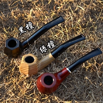 Ebony pipe filter pipe Curved pipe Male solid wood pipe tobacco Red sandalwood Green sandalwood premium price Chinese pipe