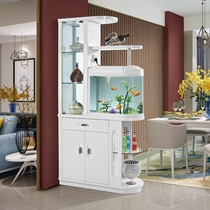 Modern full white fish tank Hall Cabinet baking paint porch cabinet decoration living room double-sided shoe cabinet wine cabinet partition Hall Cabinet