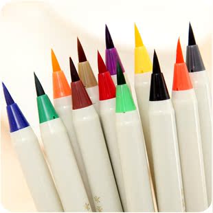 包邮彩色软头毛笔学生美术漫画笔书法写字笔签字笔秀丽笔蘸水彩颜