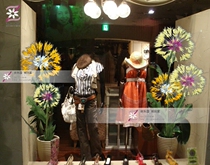 Paper players wedding set simulation flower window decoration shopping mall Meichen studio background Dandelion 5 flowers combination