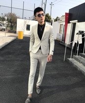 Single row buckle small suit men British Han edition recreational wedding dress handsome hairstyle suit