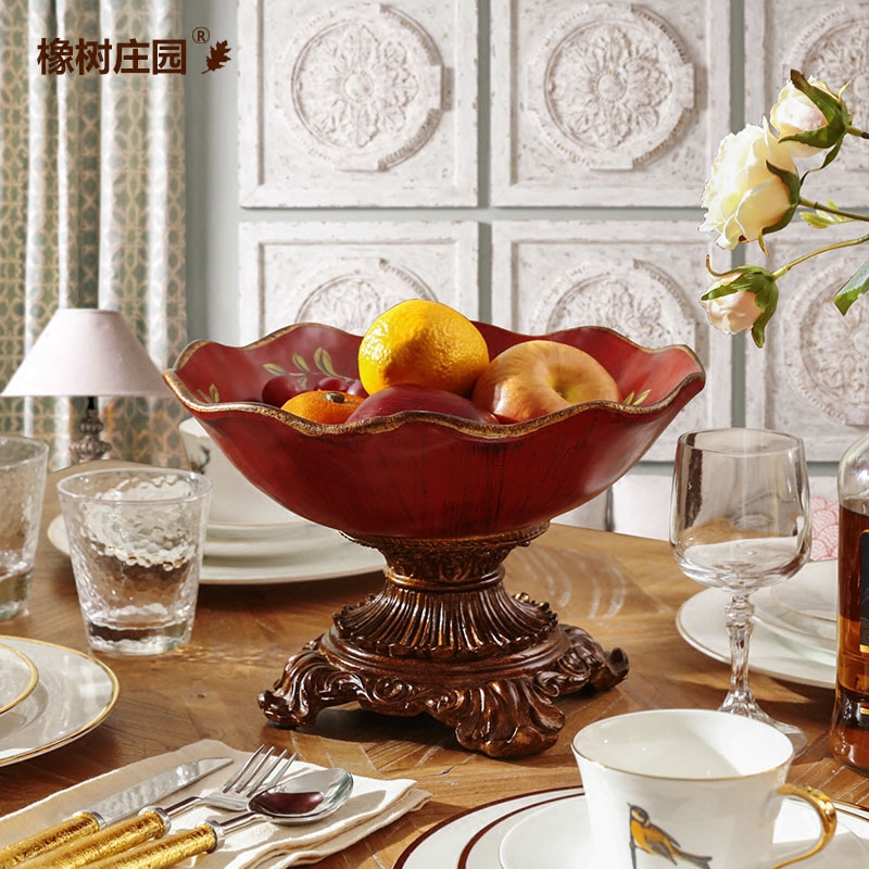 Continental red compote sitting room tea table dry fruit tray was American home furnishing articles innovative new Chinese ceramic fruit bowl