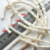 Natural shell 7 * 22mm white shell straight hole carved round tube spacer loose beads handmade diy jewelry accessories