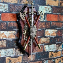 European creative home bar Internet cafe clean bar decoration wall pendant wall hanging double axe single sword Wall iron art