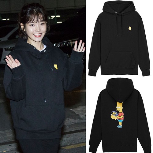 2016 iu李智恩辛普森卡通同款男女秋冬装加绒宽松连帽套头卫衣_7折