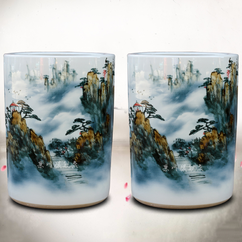 Jingdezhen ceramic huangshan sea of clouds, figure sitting room quiver vase household furnishing articles calligraphy and painting scroll the receive accessory products