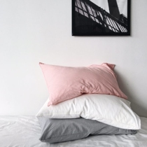 Pillow case single cotton simple thick pure color water washing cotton pillow leather pillow case a 48 4cm Cotton