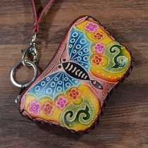 Female Handmade Coin Bungalow Leather Zero Money Bag Genuine Leather Zero Wallet National Wind Mini Packet Bag Retro Small Wallet