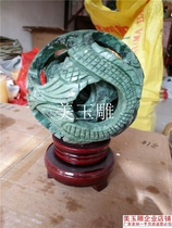 Natural jade green lingo ball ball round ball set ball road pass ball water ball hollow ball living-room office swing piece