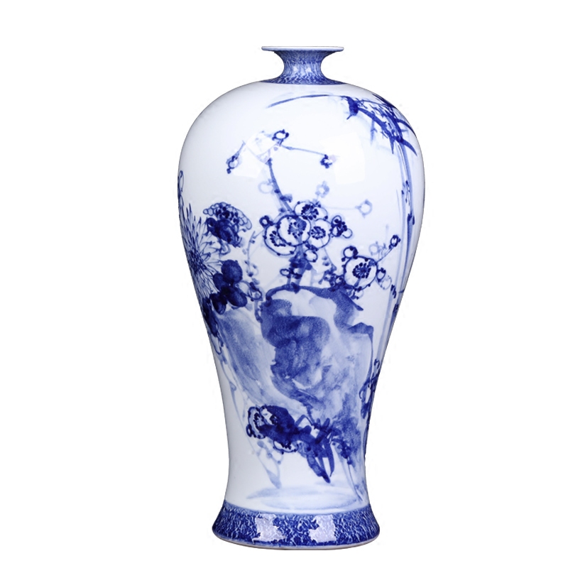 Famous master of jingdezhen ceramics hand - made of blue and white porcelain vases, flower arrangement of new Chinese style living room TV ark, wine furnishing articles