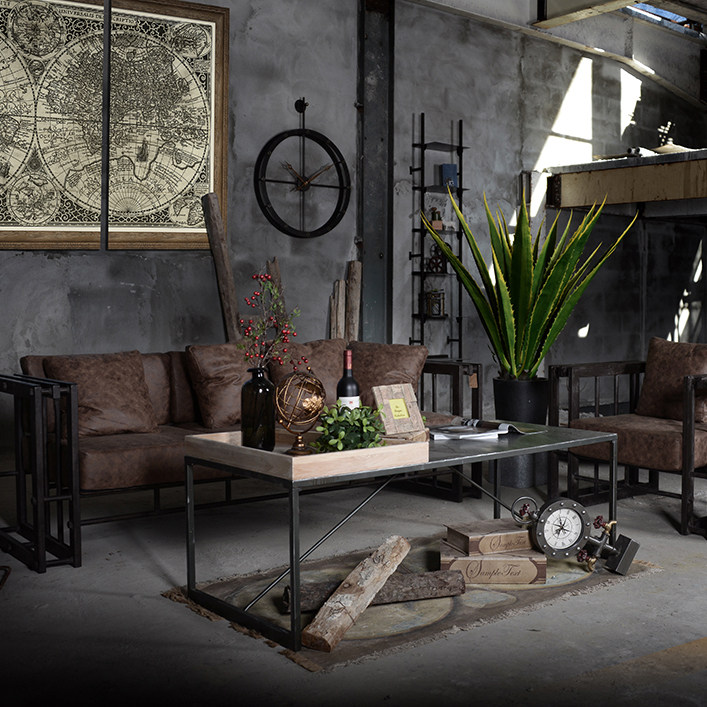 美式客厅办公室沙发铁艺休闲沙发单人双人三人沙发酒吧工作室沙发