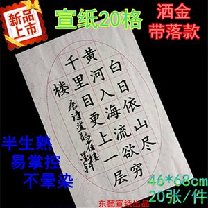 20格子有洒金宣纸四尺三开方格宣纸书法练习