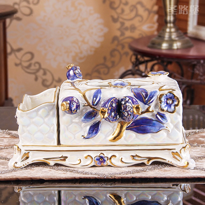 SAN road fort European ceramic tissue box multi - purpose household act the role ofing is tasted, the sitting room smoke box furnishing articles housewarming gift