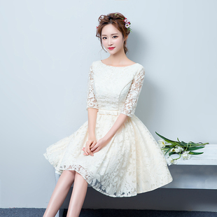 伴娘服短款2017新款秋冬季新娘敬酒服小礼服姐妹裙年会宴会晚礼服