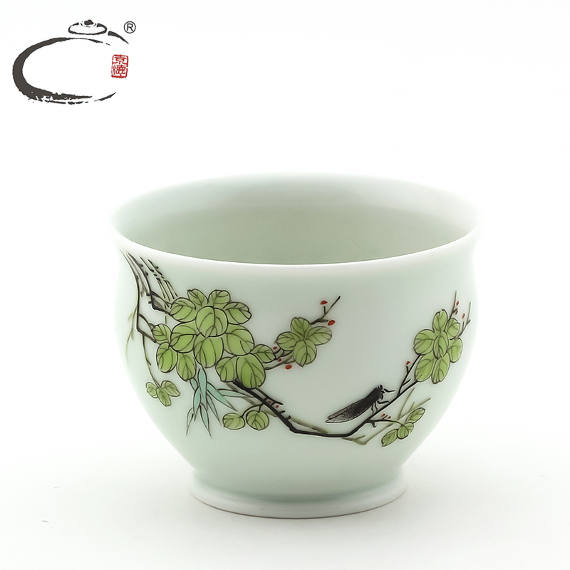 Cherished and auspicious jing DE famille rose cup jingdezhen grasses and high - end hand - made of ceramic manual pull embryo cup sample tea cup