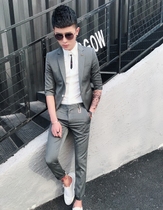 Summer middle sleeve small suit men coat Han edition Handy style a set of hairdresser seven-point suit