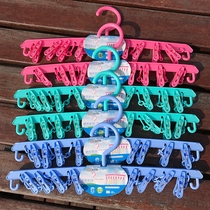 One-sided hanger New plastic multi-function 8 clip clothes hanger socks underwear culottes clothes rack can be rotated