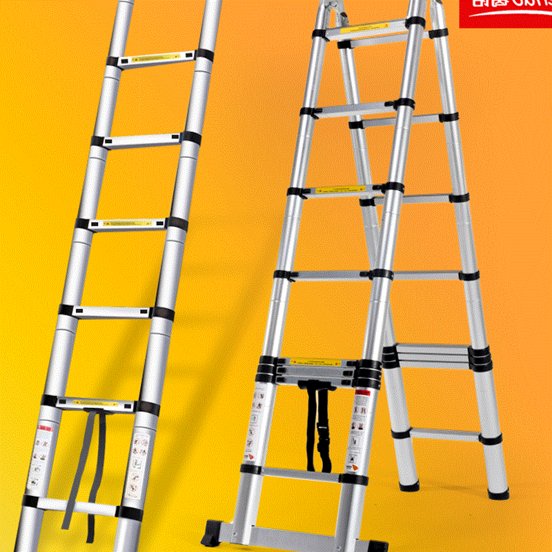 热卖葛诺梯子家用折叠加厚升降铝合金直梯便携伸缩 多功能工爆款_不