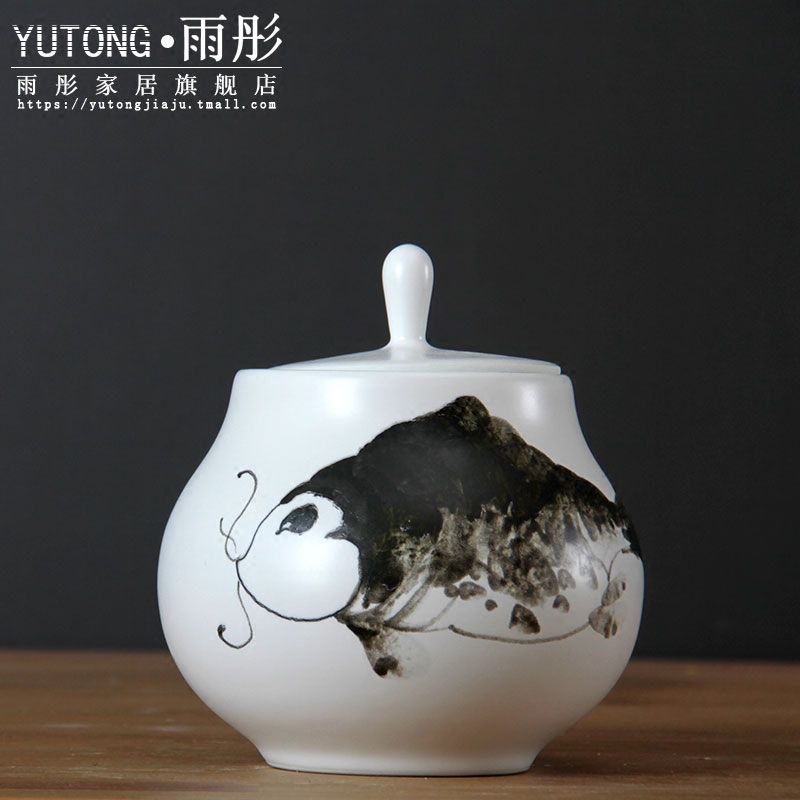 Jingdezhen ceramic Chinese style manual caddy fixings storage tank furnishing articles creative home desktop decoration example room restaurant