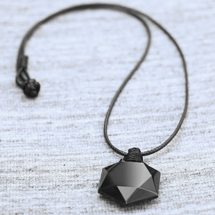 吊坠 灵摆水晶天然黑曜石能量石吊坠毛衣项链男女朋友秋冬礼物 原创