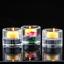 Ghee lamp holder Crystal Lotus heart meritsu for Buddha lamp holder windproof retro candle lamp base ornaments