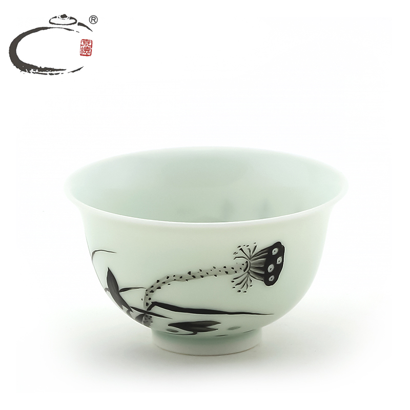 And auspicious manual jingdezhen color ink cups hand - made ceramic kung fu tea bowl lotus cup jing DE sample tea cup