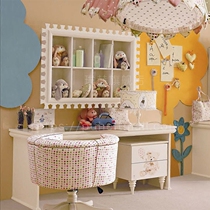 Childrens desk cabinet combination Simple modern writing desk Solid wood white paint girl childrens room multi-functional customization
