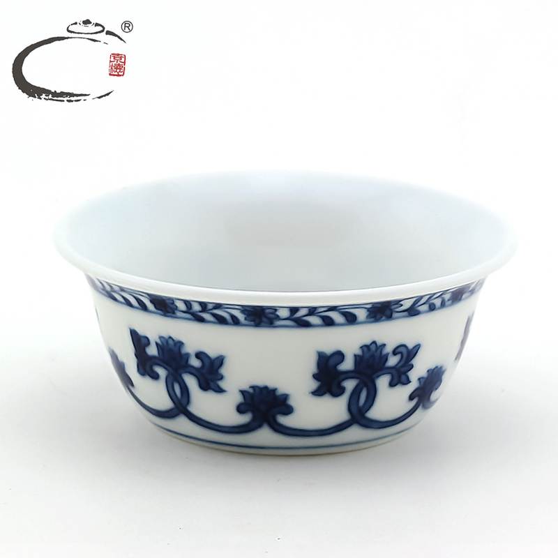 And auspicious jing DE jingdezhen up porcelain crown edge cup hand - made ceramic kung fu tea cups sample tea cup single CPU